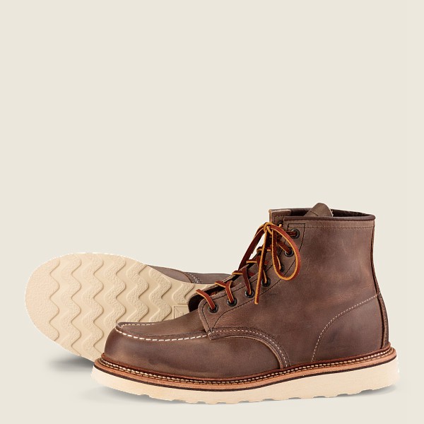 Red Wing Heritage Boots Khaki - Red Wing Mens Classic Moc – 6-inch Rough & Tough Leather - MYLSN-896